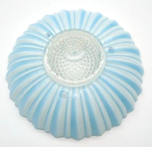 Vintage 1930er Art Deco Deckenleuchte Befestigung Abdeckung matt hellblau und klar 10" - Bild 1 von 7