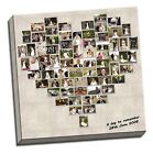 PERSONALISED HEART CANVAS PRINT SHAPE PHOTO COLLAGE BOX FRAMED