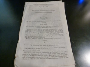 Government Report 1848 Relief Capt Hiram Hall Florida Militia Florida Indian War - Imagen 1 de 1