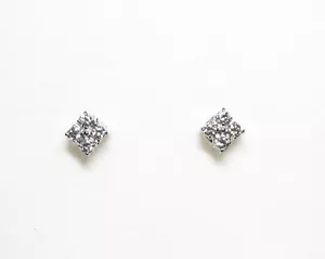 Estate .80ct TW 14K White Gold Cluster Diamond Pierced Earring Studs - Not Scrap - Picture 1 of 5