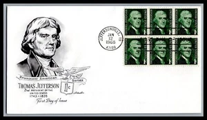 US FDC # 1299. 1c Thomas Jefferson ArtCraft coil 1968, 9g408 - Picture 1 of 1