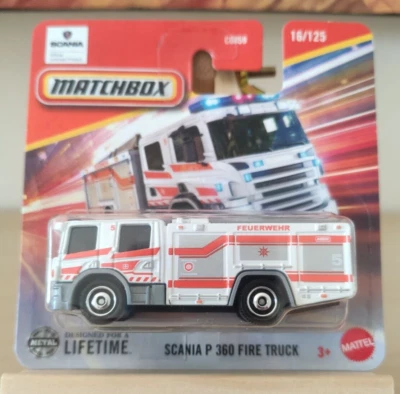 Matchbox Scania P 360 Fire Truck 2025 16/125 JBT09 Pompieri Vigili del Fuoco - Immagine 1 di 2