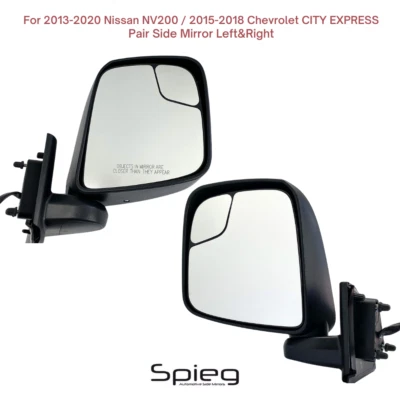 Par de espejos retrovisores laterales para 13-20 NISSAN NV200 15-18 CHEVY CITY EXPRESS con calefacción eléctrica Foto 1 de 4