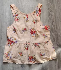 American Eagle Linen Blend Peach Floral Print Peplum Tank Top Size Medium - Picture 1 of 9