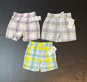 First Impressions Baby Boys Plaid Shorts 3 Pack, Size 3-6M MSRP $36.00 - Picture 1 of 2