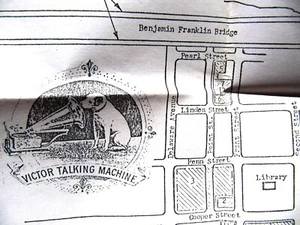 EMILE BERLINER Philadelphia Locations Map ELDRIDGE R. JOHNSON GRAMOPHONE RECORD - Picture 1 of 2