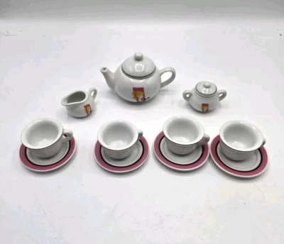 Juego de té de porcelana Mattel Toy 13 piezas Barbie niños jugar 2001 para 4 Foto 1 de 4