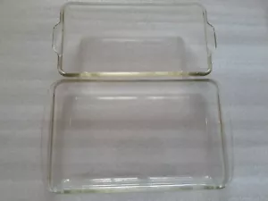 Lot of 2 Vintage Pyrex #232 2 Qt Clear Glass Baking Dish Casserole #214 loaf pan - Picture 1 of 6