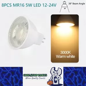 8 x MR16 5W LED Spotlight AC/DC 12V-24V 38 Degree 3000K Warm White Downlight - Picture 1 of 6