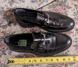 SKECHERS MENS LEATHER SHOES MADE IN ITALY SIZE 9 1/2 METAL BUCKLE ACCENT - Picture 1 of 15