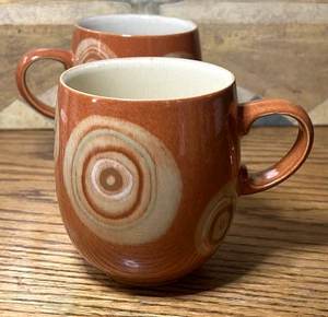 FIRE CHILLI SWIRL Set of 2 Large Curve Coffee Mugs 12 Oz Denby England Stoneware - Picture 1 of 11