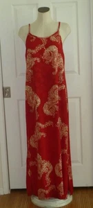 Mission Canyon Y2K 90s Art-to-Wear Red Embossed Rayon Gold Dragons Maxi OS S M L - Picture 1 of 13
