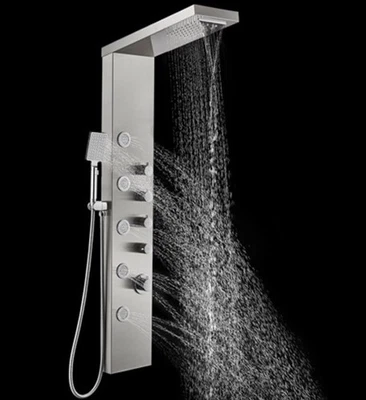 Torre de panel de ducha ROVOGO con cabezal de ducha de cascada de lluvia 5 chorros corporales Foto 1 de 4
