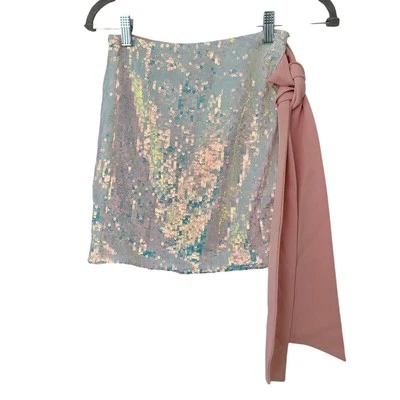 NBD Loretta Sequin Mini Wrap Skirt Size XXS Pink Silver Lined Fairy Party NWOT - Image 1 of 4