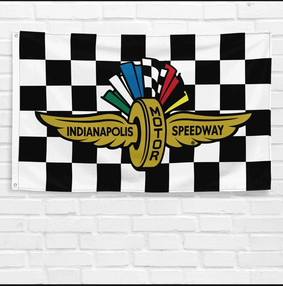 Клетчатый флаг Indianapolis Motor Speedway 3x5 футов 500 баннер для кирпичной кладки автомобиля Indy - Изображение 1 из 1