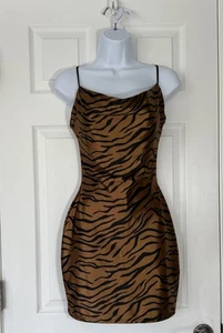 Windsor Juniors Tiger Mini BodyCon Skin Tight Dress Size Small Sexy Animal Print - Picture 1 of 6