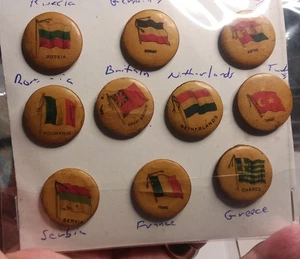 1896 süße Kaporal Flagge Pins - 10 europäische Länder - Großbritannien, Frankreich, Deutschland, - Bild 1 von 1
