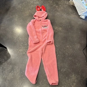 Preowned A Christmas Story PINK BUNNY SUIT Pajamas S small Right Ear Torn - Picture 1 of 5