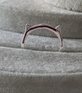 10k White Gold Cat Ears diamond Band Ring kitty hello kitten tiger panther Jared - Picture 1 of 15
