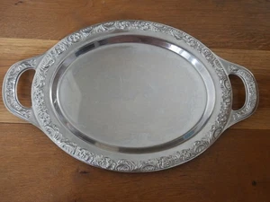 Large Serving Plate Silver Coloured Party Sandwich Tray Metal Decorative Parties - Picture 1 of 7