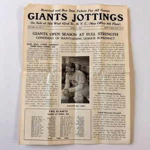 April 1938 Baseball New York Giants Jottings News Letter Volume 3 No. 2 - Picture 1 of 4