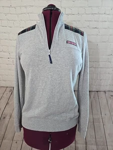 Vineyard Vines Pullover mit Viertelreißverschluss grau kariert Schultern zweifarbig Größe Small - Bild 1 von 7