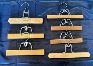VTG 70s Wooden Clamp Hanger Lot For Pants Lot Of 7 - Setwell, President, & More - Picture 1 of 3