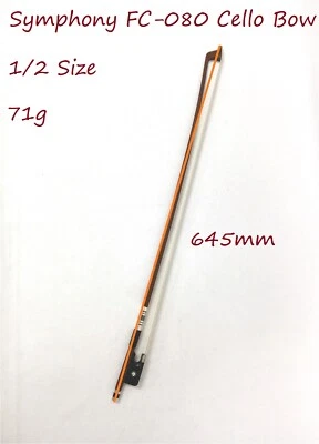 Symphony FC-080 1/2 Size Cello Bow–Brazil-wood, Round Stick, Real Horse Hair - Image 1 of 4