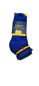 Polo Ralph Lauren Mens Ankle Socks 3 Pk Red Green & Blue Half Cushion - Picture 1 of 2