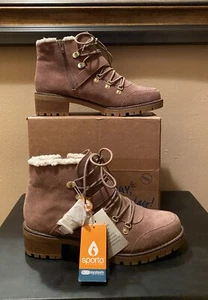 Sporto Katie Women's Brown Suede Waterproof Boots Faux Fur Trim Size 11 M - Picture 1 of 15