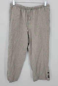 Christopher & Banks Hose Damen braun gestreift Leinen Pull On Strand Freizeit Boho - Bild 1 von 10