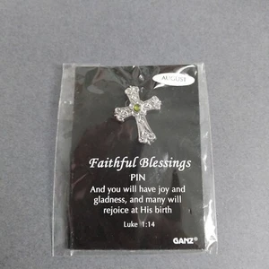 August Geburtsstein Treuer Segen Kreuz Christ Neu Revers Jacke Pin Ganz - Bild 1 von 2