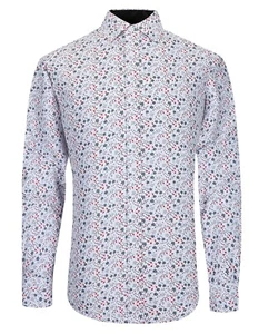 HOMBRE CLÁSICO ELEGANTE CAMISA CON ESTAMPADO FLORAL SUAVE TELA SEDOSA MEMPHIS 1819 M155 - Imagen 1 de 5