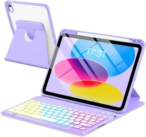 Case with Keyboard for iPad 10th Generation 10.9 inch 2022,7 Color Rainbow Backl - Picture 1 of 8