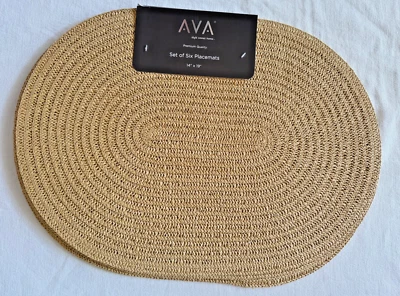 AVA Placemats (6) OVAL 14 X 19 NATURAL NWT - Image 1 of 2