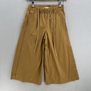 Vince Culotte Hose Damen XS braun crop Tulpe hoher Bund Seitenschlitz Baumwolle Kordelzüge - Bild 1 von 10