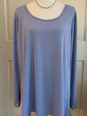 Top Lularoe Lynnae 2XL Azul Claro Sólido Acanalado Elástico Nuevo con Etiquetas Foto 1 de 3