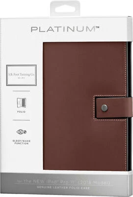 NEW Platinum Genuine Leather Folio Case for Apple iPad Pro 11" Bourbon Brown - Image 1 of 3
