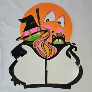 Vintage Beistle Halloween Centerpiece Die Cut Witch Cauldron Black Cat Honeycomb - Picture 1 of 14