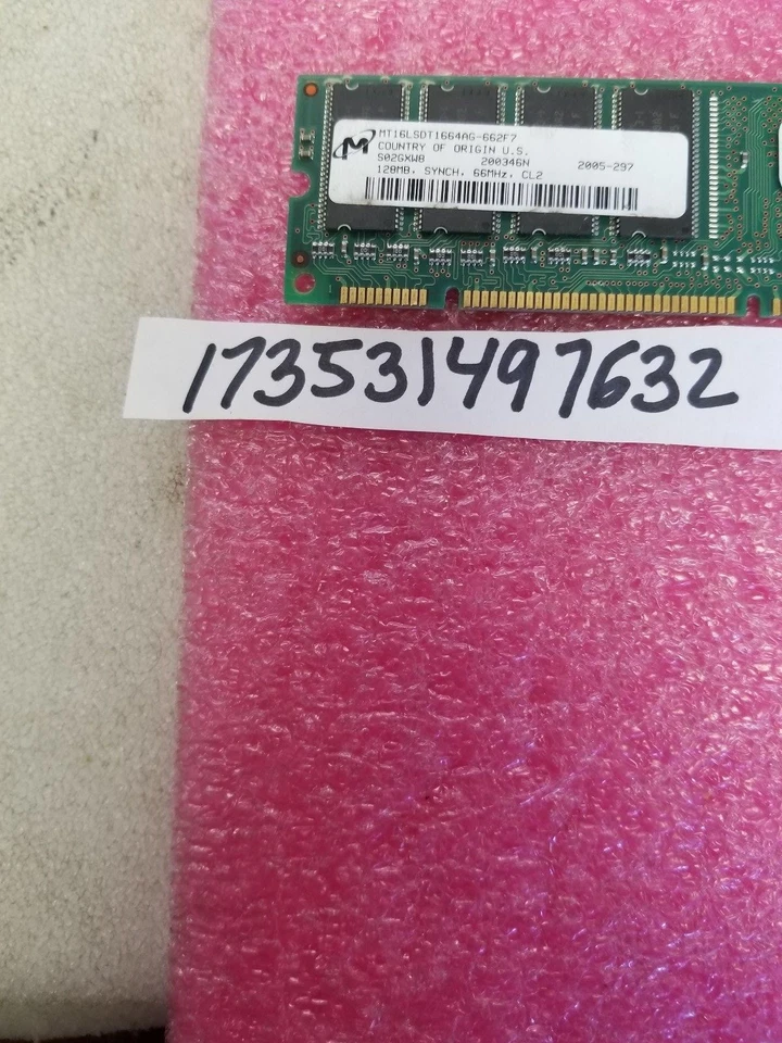 128MB SDRAM PC SDR SYCH PC66 66MHZ 168PIN NON-ECC DUAL RANK 2RX8 8X8 UBDIMM   - Image 1 of 1