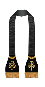 Liturgical Roman stole with Embroidered PAX Motif - Traditional Church vestment - Picture 1 of 7