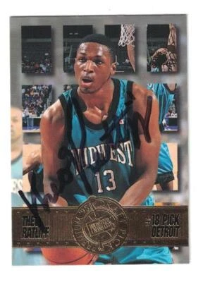 Theo Ratliff Signed Autographed 1995 96 Press Pass Card Wyoming Pistons - Image 1 of 2