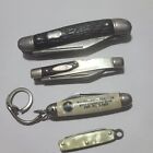 Vintage Jack Knife Lot Of 4 Case Advertising Key Chain Colonial Calico Knives