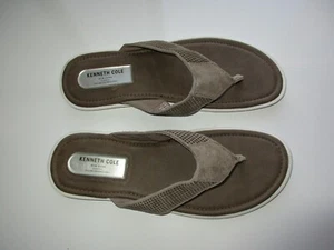 KENNETH COLE Leather Flip Flop Thongs Men Sandals Dark Brown 13M (11 11/16” feet - Picture 1 of 7