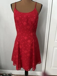 RAMPAGE Red Floral Print Lined Spaghetti Strap Lined Dress Sz 7 - Picture 1 of 3