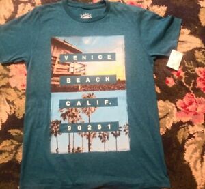 Boys size M Ocean Current Venice Beach California blue tee shirt CA new nwt