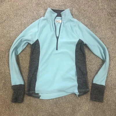 SO American Heritage Women Small Fleece Long Sleeve 1/4 Zip Blue Gray Thumb Hole - Image 1 of 4