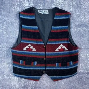 Vintage Tibet West Multicolor Striped Vest Handmade WOOL Unisex - Picture 1 of 8