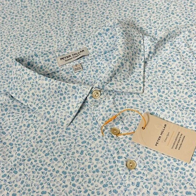 Peter Millar Cara Cara Performance Mesh Golf Polo Men's L LARGE White Citrus