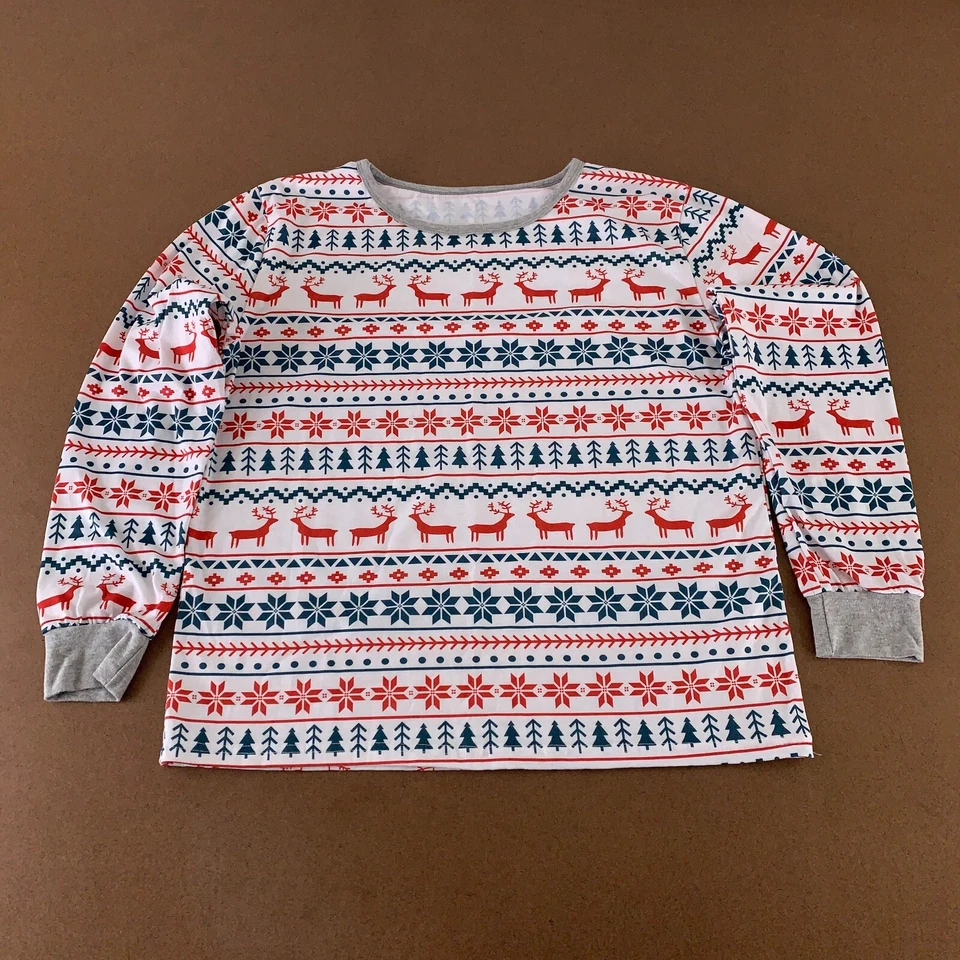 Top de pijama pulóver de manga larga Fair Isle rojo blanco azul talla mediana para hombre Foto 1 de 4